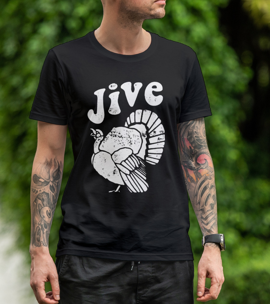 Thanksgiving Jive Turkey Retro Distressed Look T-Shirt