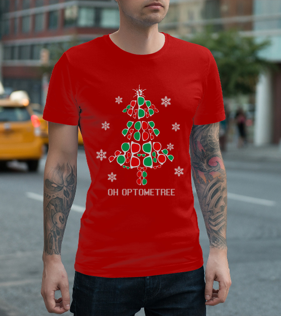 Oh Optometree Christmas Specs and Snowflakes T-Shirt