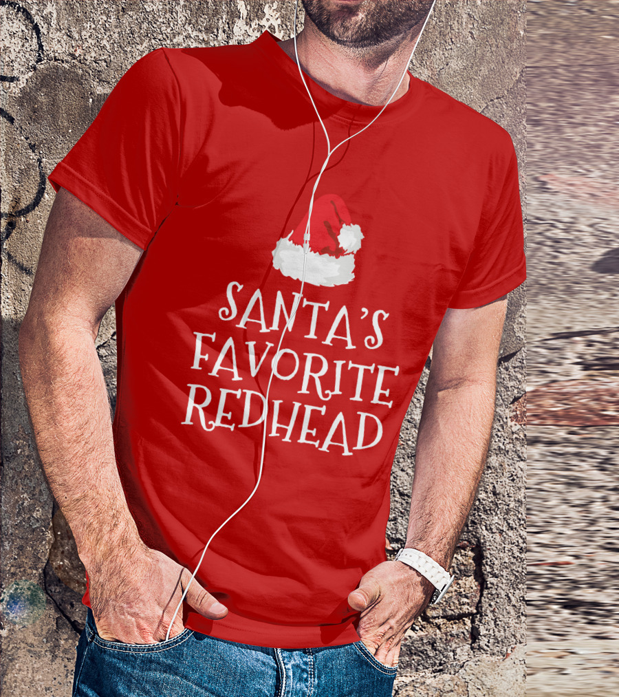Santa's Favorite Redhead Santa Hat T-Shirt