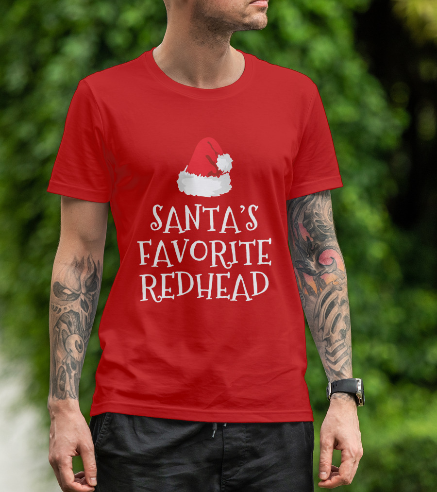 Santa's Favorite Redhead Santa Hat T-Shirt