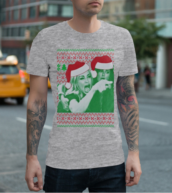 Woman Yelling At Cat Meme Christmas Santa Hats Raglan T-Shirt