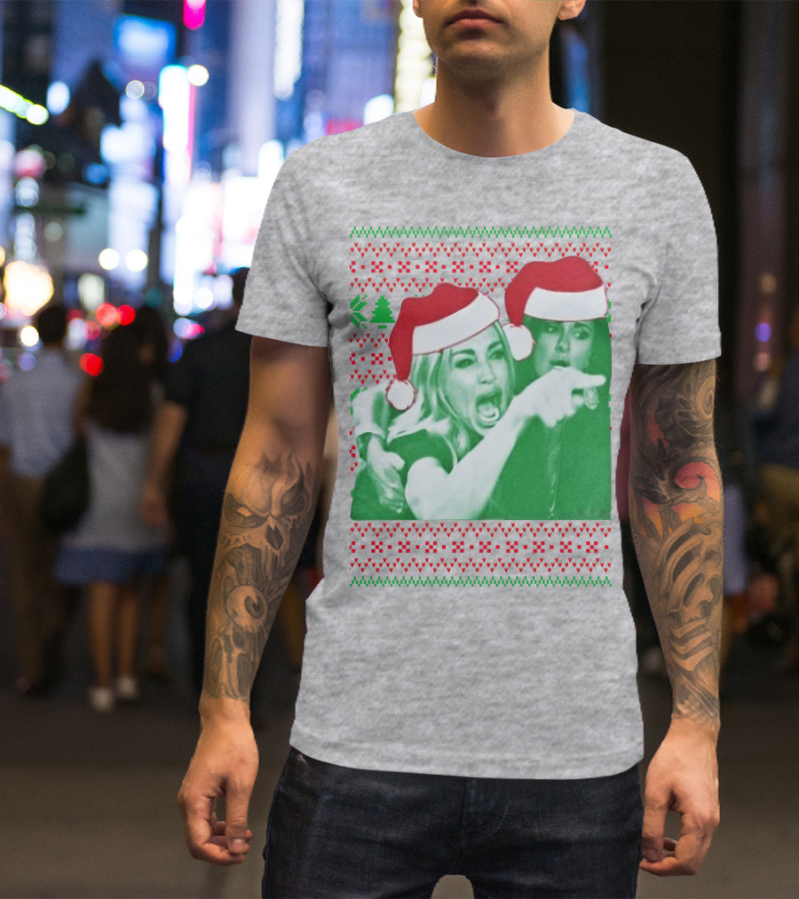 Woman Yelling At Cat Meme Christmas Santa Hats Raglan T-Shirt