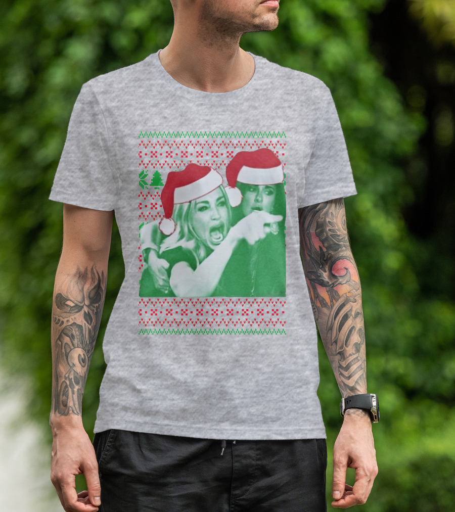 Woman Yelling At Cat Meme Christmas Santa Hats Raglan T-Shirt