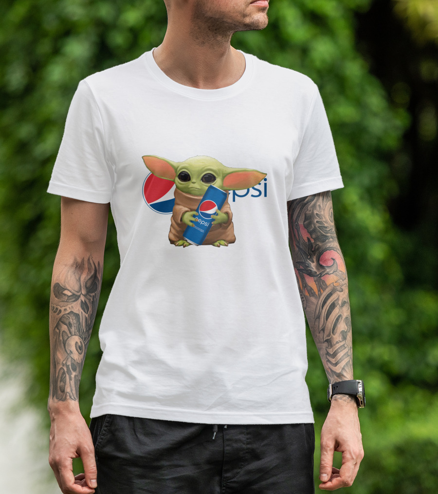 Baby Yoda Holding Pepsi Can With Pepsi T-Shirt