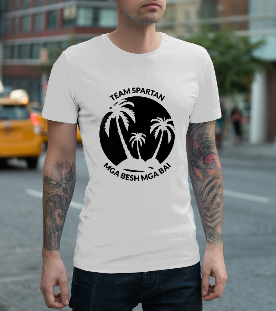 Team Spartan Mga Besh Mga Bai Tropical Palm Island T-Shirt