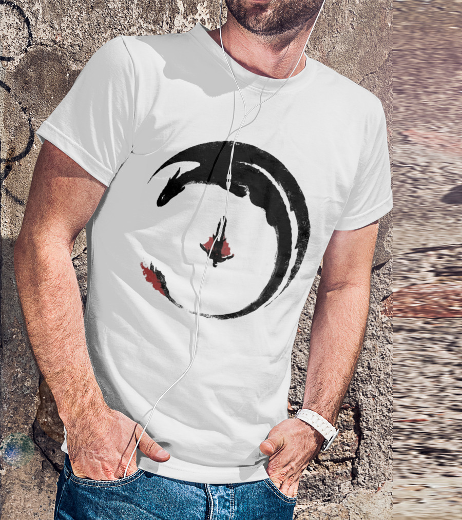 Hiccup And Toothless Fly Artistic Circular T-Shirt