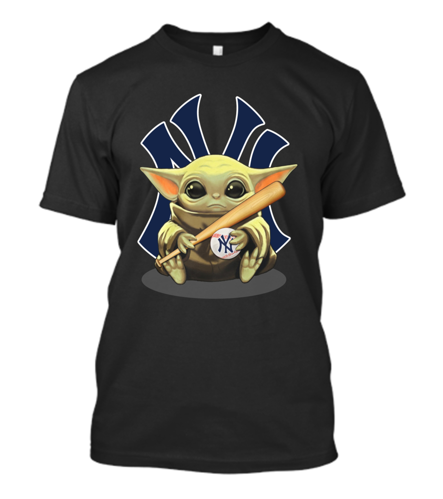 Baby Yoda Hug New York Yankees Baseball Bat T-Shirt