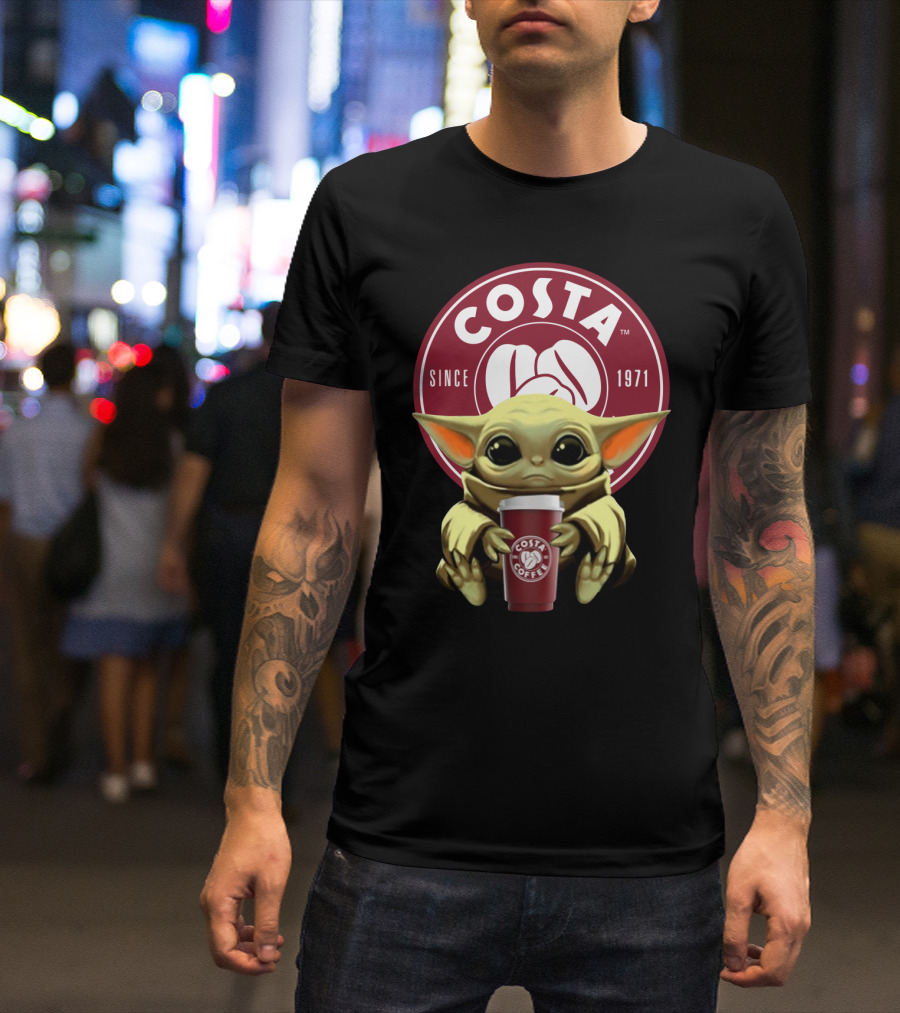 Baby Yoda Holding Costa Coffee Cup Since 1971 T-Shirt