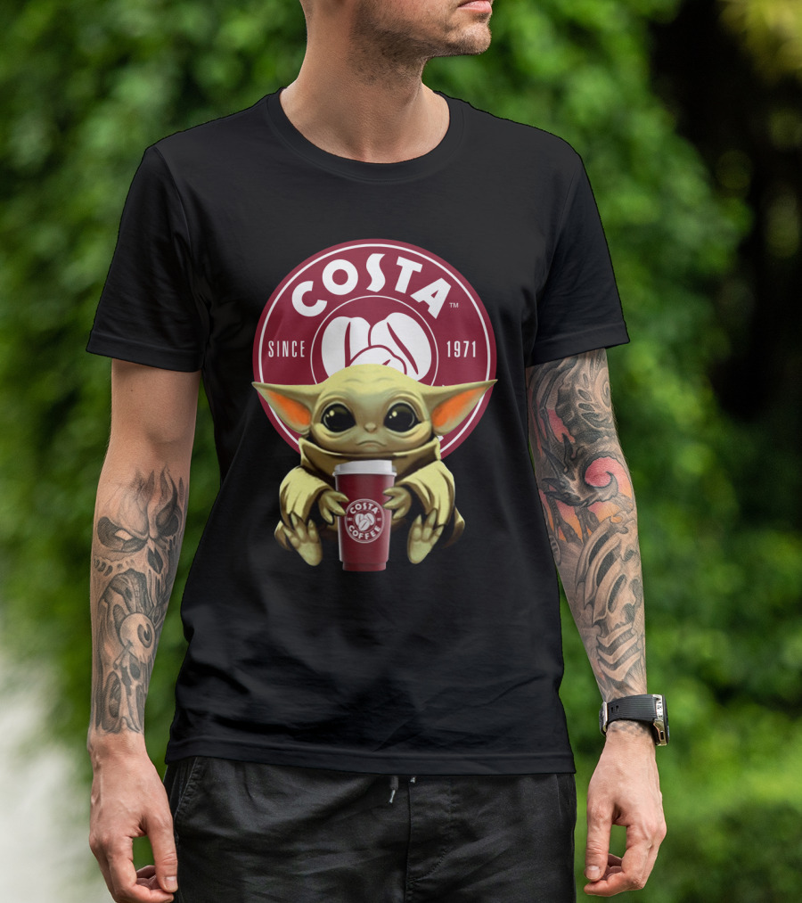 Baby Yoda Holding Costa Coffee Cup Since 1971 T-Shirt