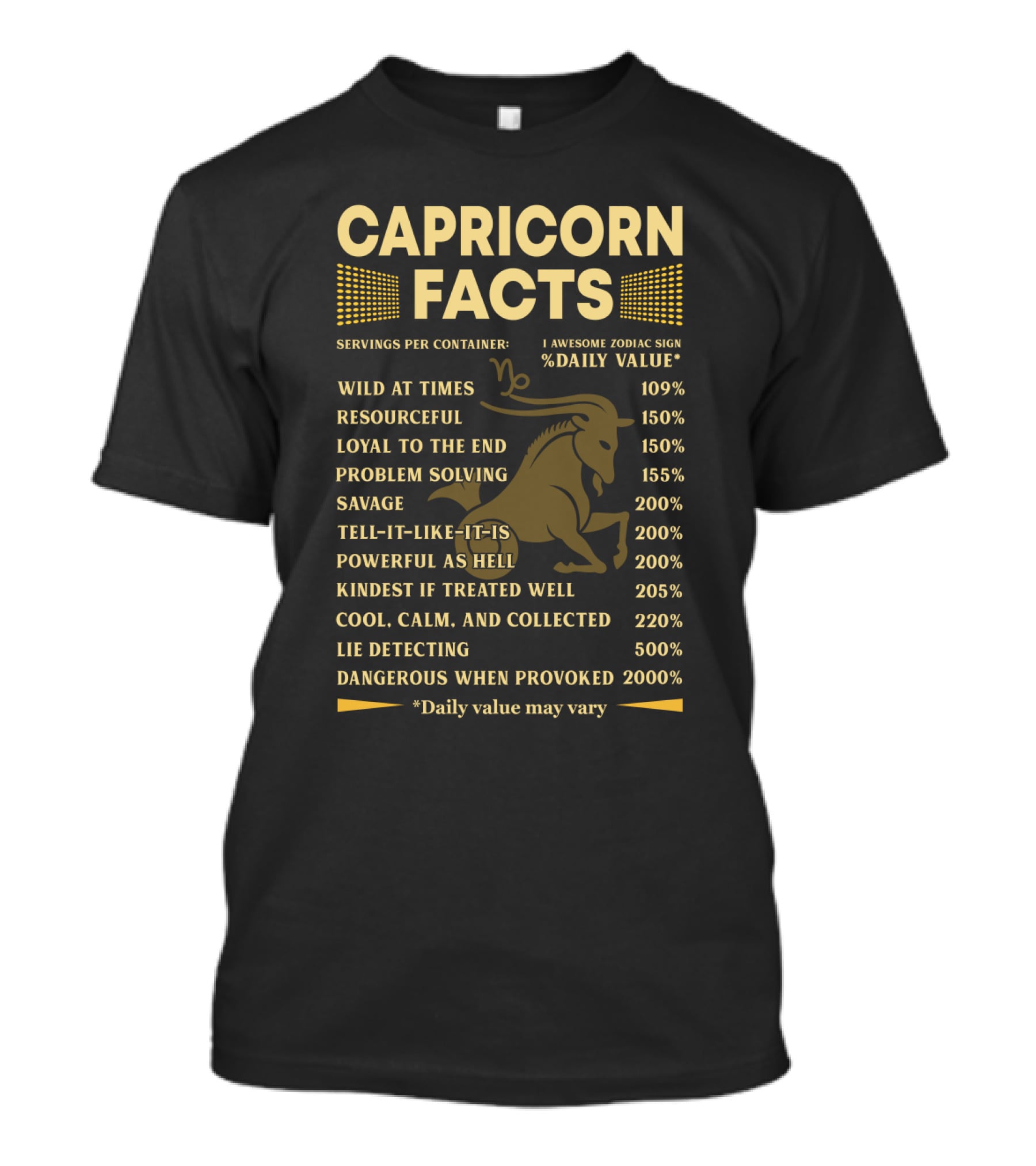 Capricorn Facts Wild Resourceful Loyal Problem Solving Powerful Cool Calm Collected Lie Detecting Dangerous T-Shirt