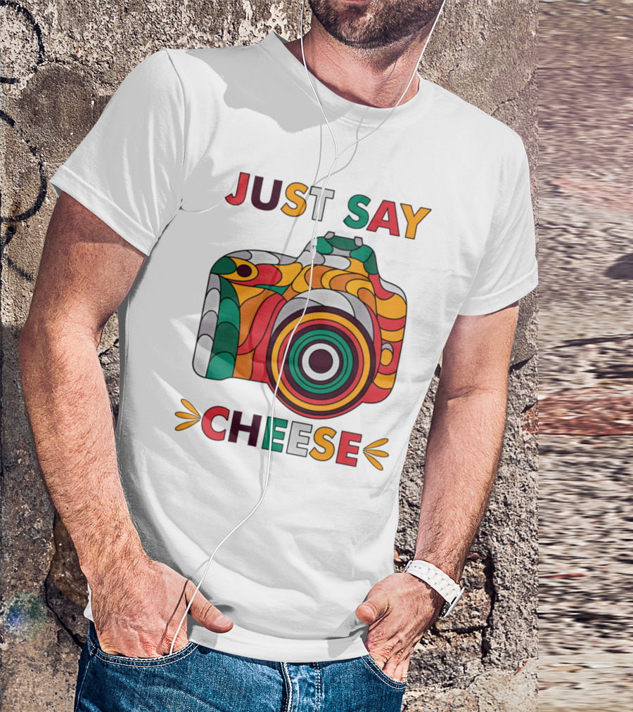Just Say Cheese Colorful Camera T-Shirt
