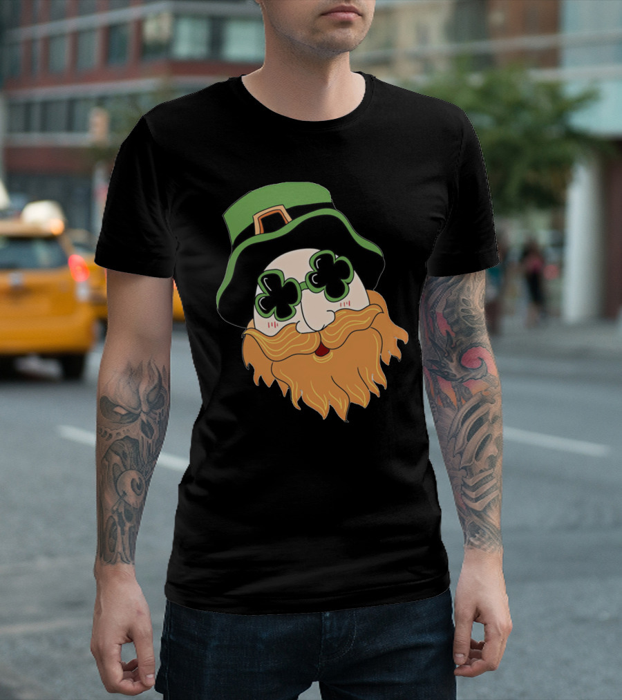 Green Hat Lucky Shamrock Beard T-Shirt