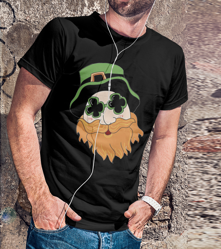 Green Hat Lucky Shamrock Beard T-Shirt