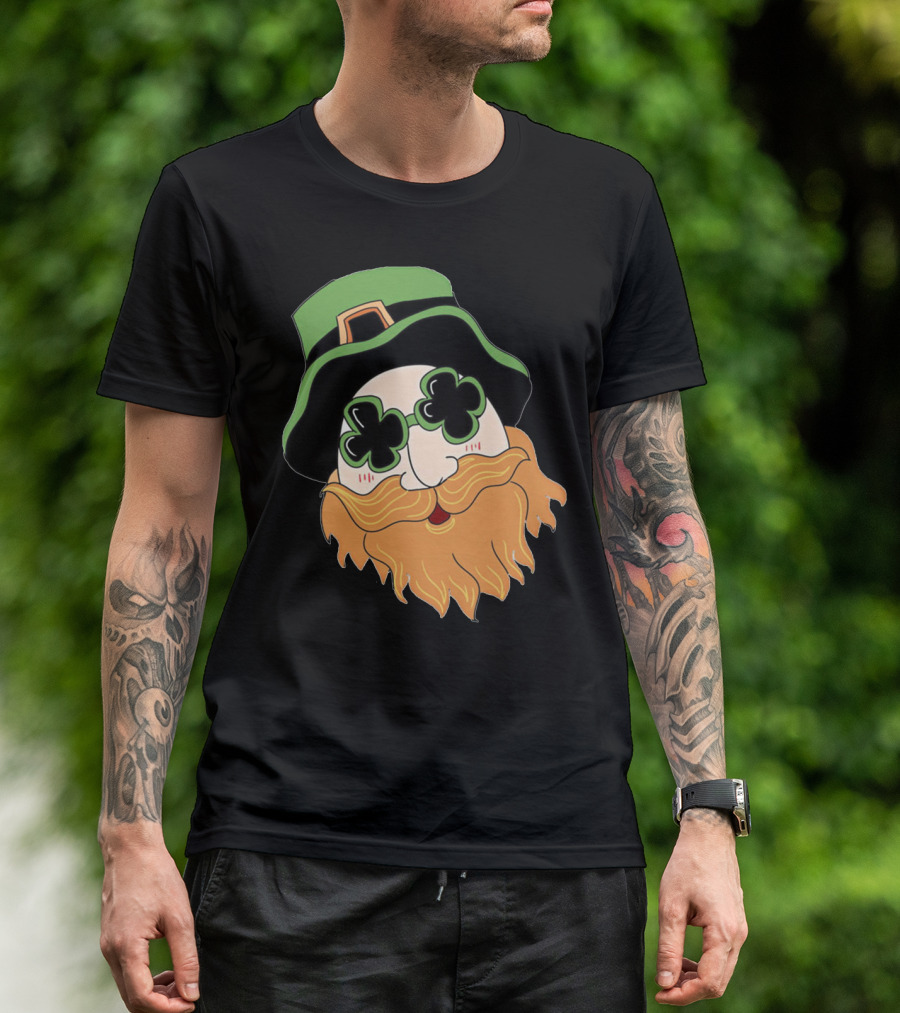 Green Hat Lucky Shamrock Beard T-Shirt