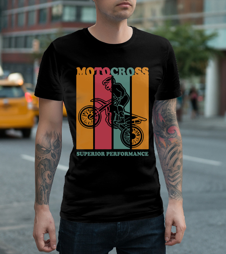 MOTO CROSS SUPERIOR PERFORMANCE VINTAGE STRIPES RIDER T-Shirt
