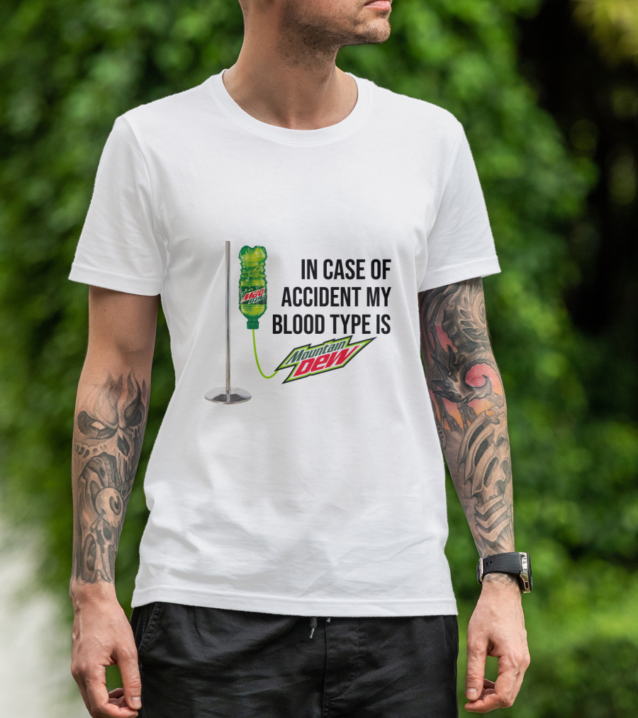 Blood Type IV Mountain Dew Emergency Kit T-Shirt