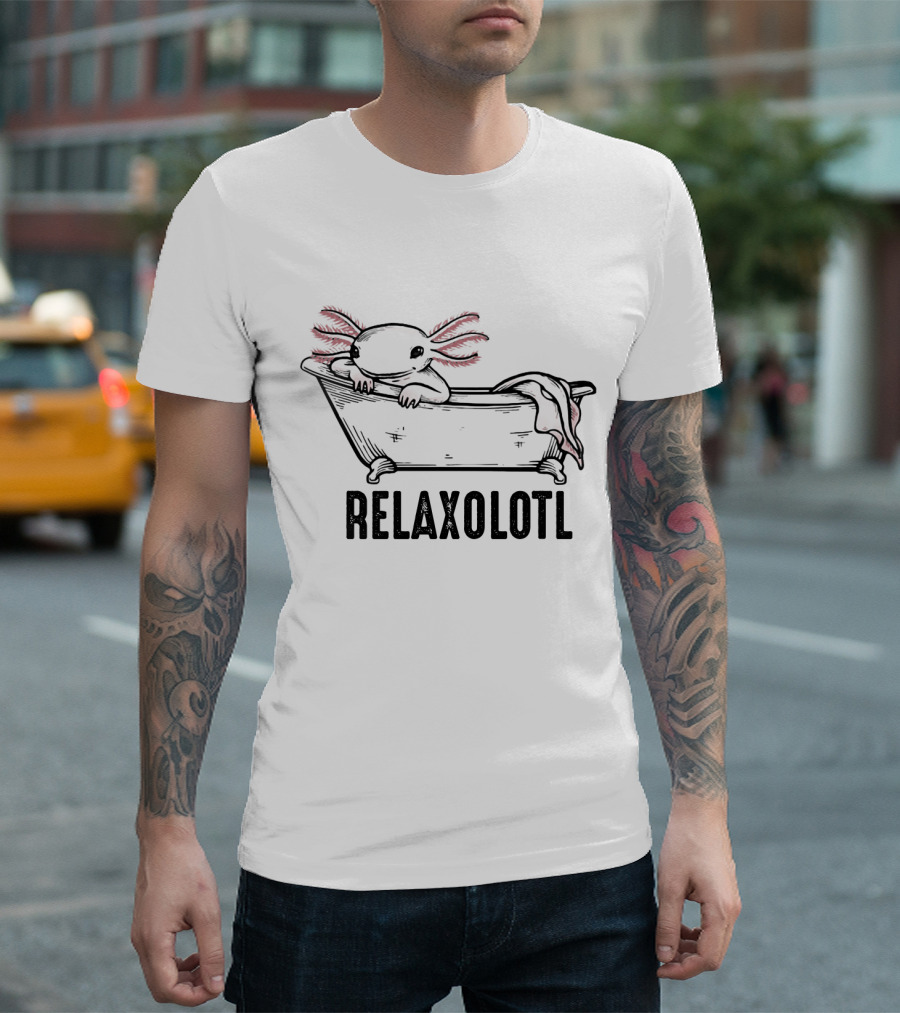 Relaxing Axolotl Bathtub Relaxolotl T-Shirt