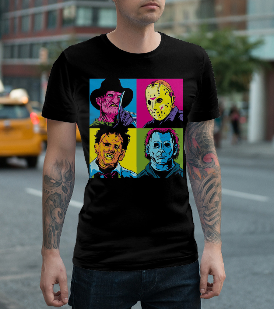 Freddy Krueger Jason Voorhees Leatherface Michael Myers Horror Movie Pop T-Shirt