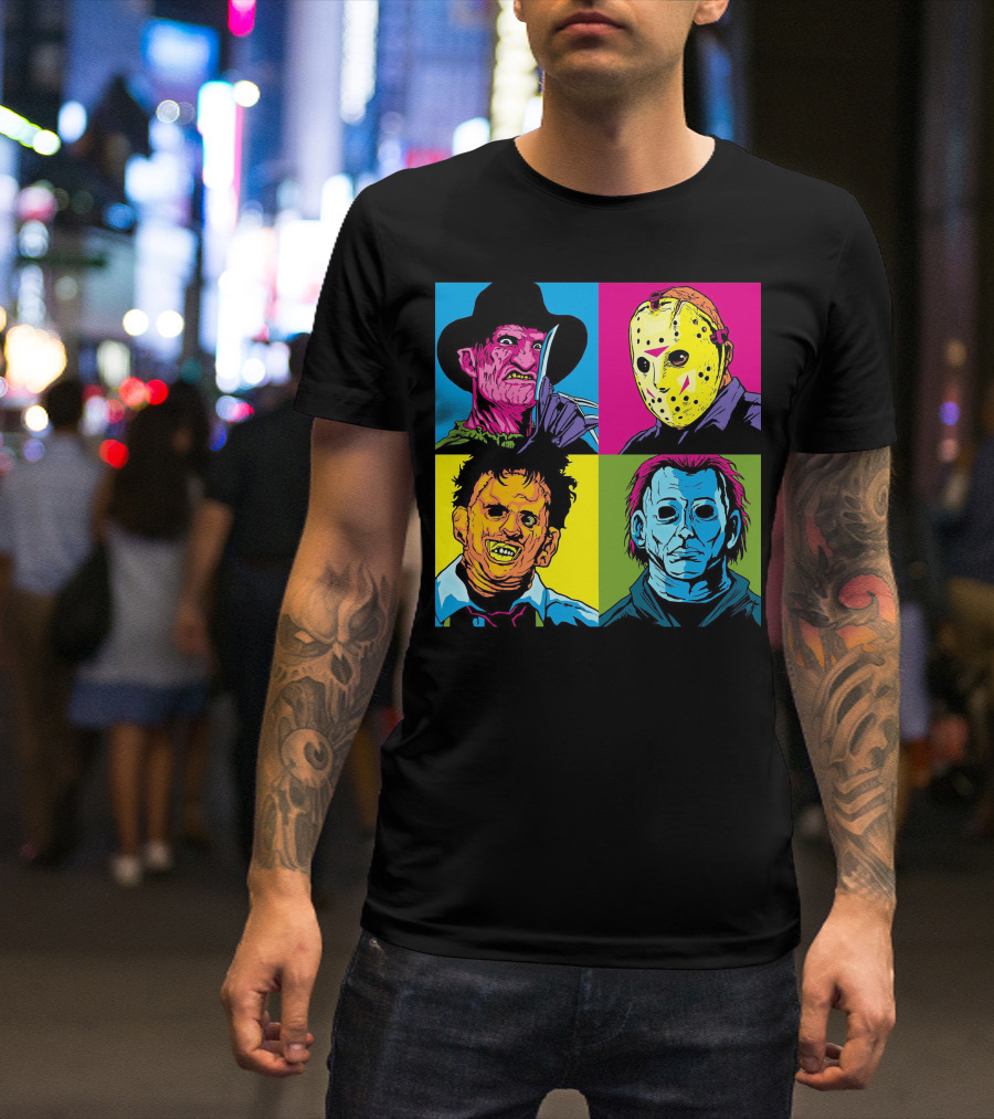 Freddy Krueger Jason Voorhees Leatherface Michael Myers Horror Movie Pop T-Shirt