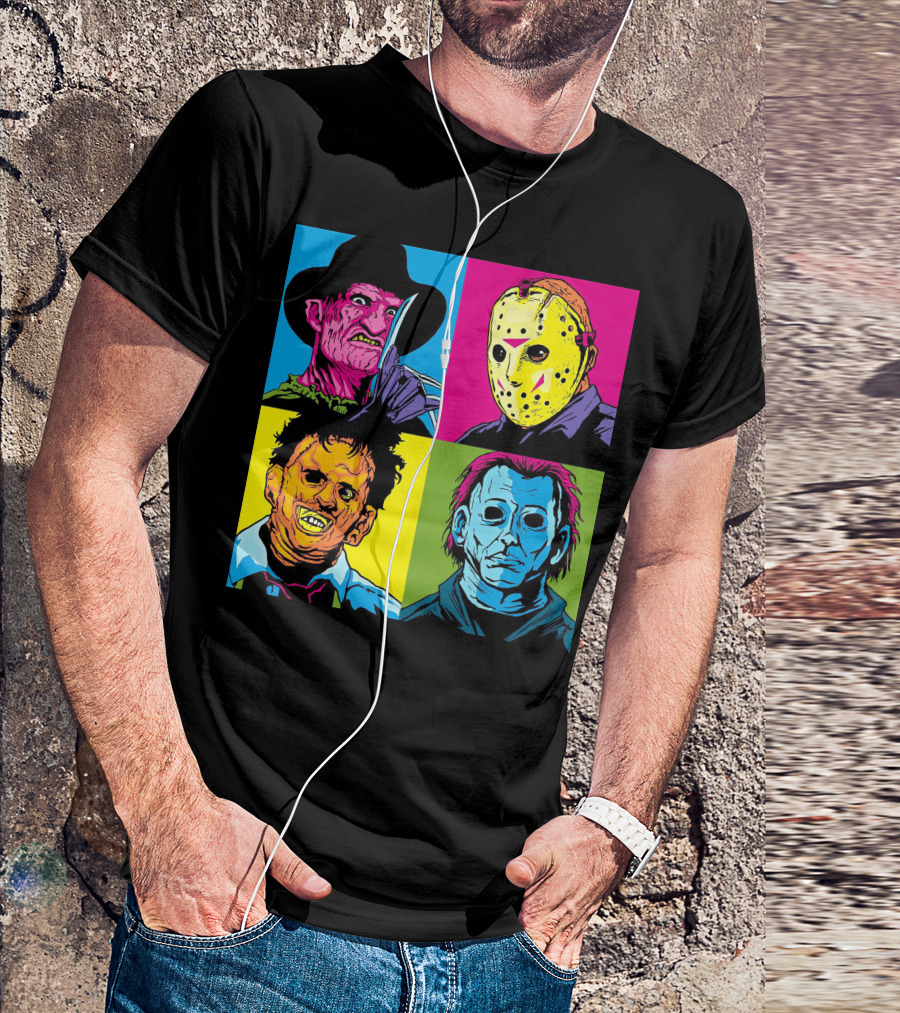 Freddy Krueger Jason Voorhees Leatherface Michael Myers Horror Movie Pop T-Shirt