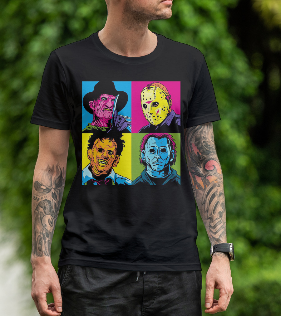 Freddy Krueger Jason Voorhees Leatherface Michael Myers Horror Movie Pop T-Shirt