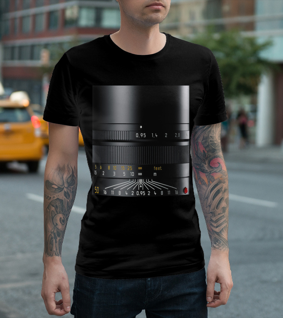 Photographer Camera Lens Detail 50mm 0.95 Aperture Measurement T-Shirt