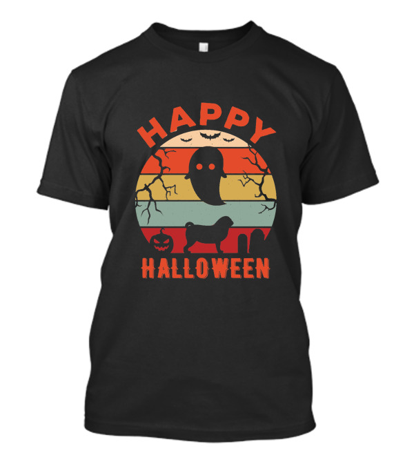 Happy Halloween Pug Dog Ghost Pumpkin T-Shirt