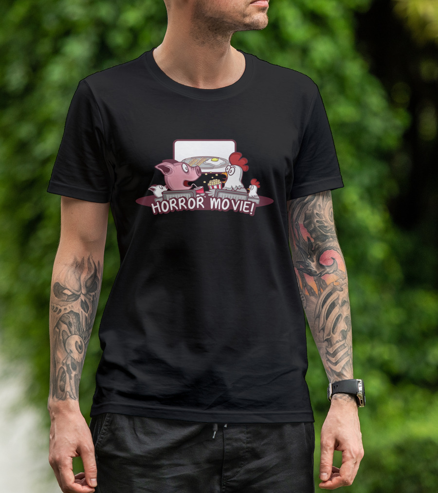 Horror Movie Pig And Chicken Breakfast Scene T-Shirt