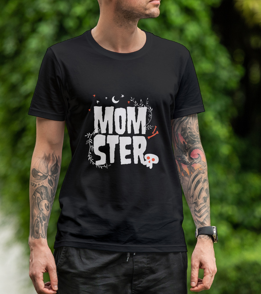 MOMSTER Halloween Mother Monster With Skull Moon And Stars T-Shirt