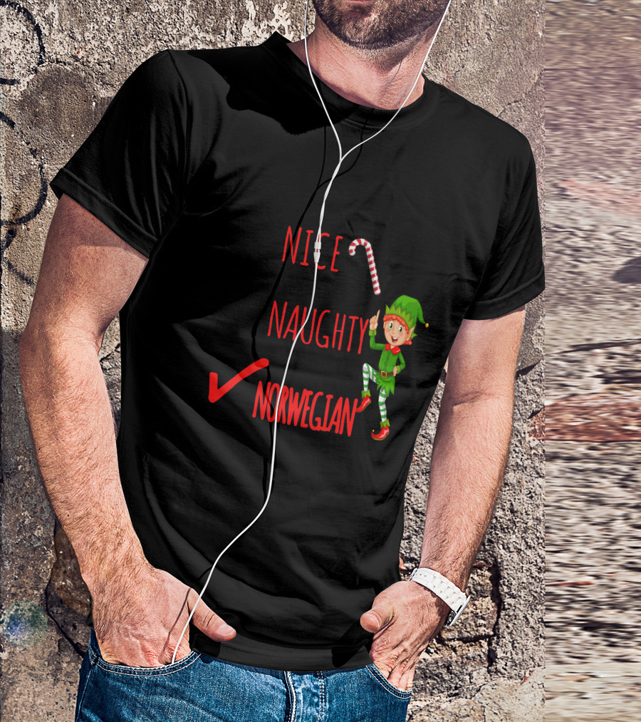 Nice Naughty Norwegian Elf Christmas Checklist T-Shirt