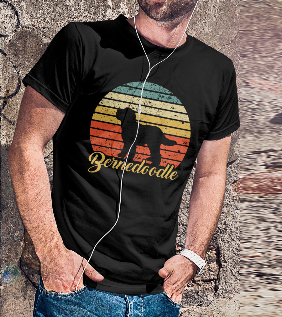 Retro Striped Bernedoodle T-Shirt