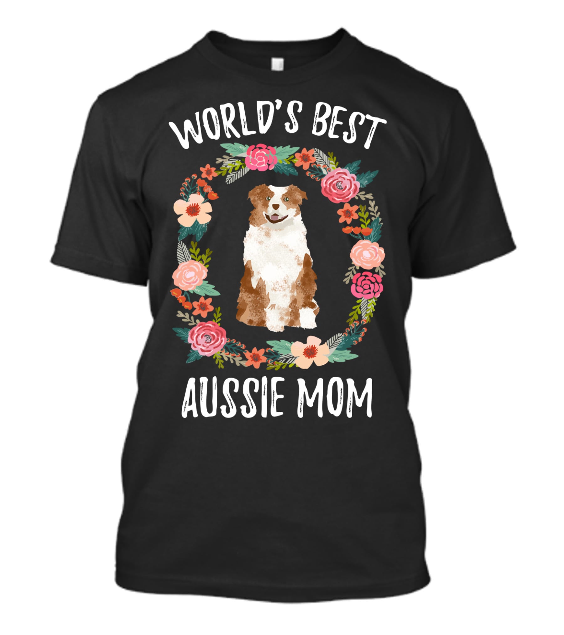 World's Best Aussie Mom Floral Dog T-Shirt