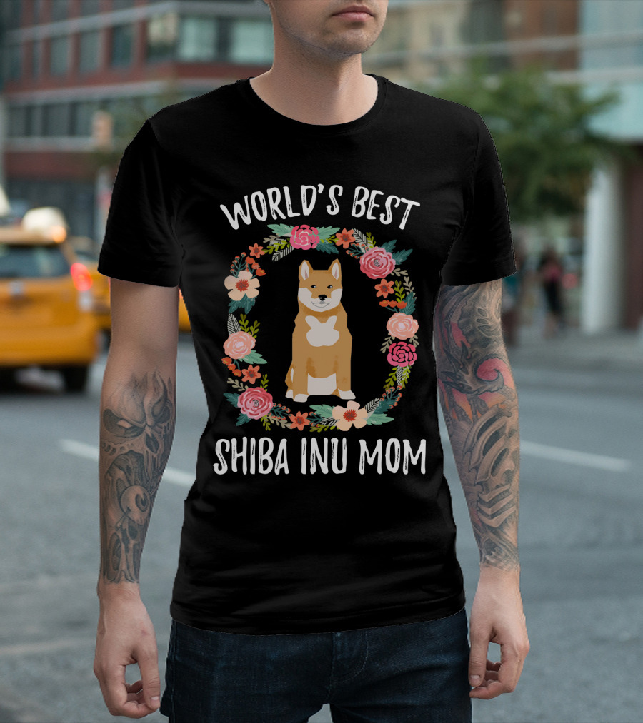 World's Best Shiba Inu Mom Floral T-Shirt