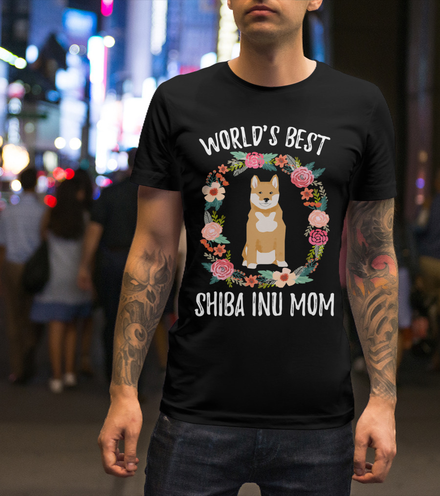 World's Best Shiba Inu Mom Floral T-Shirt