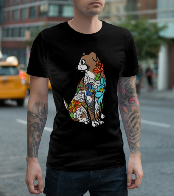 Boxer Tattoo Floral Colorful T-Shirt