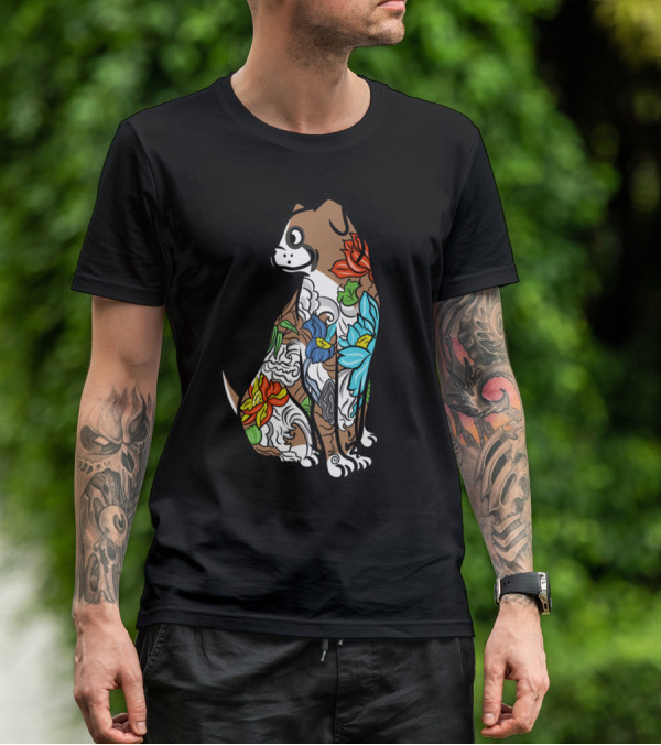 Boxer Tattoo Floral Colorful T-Shirt