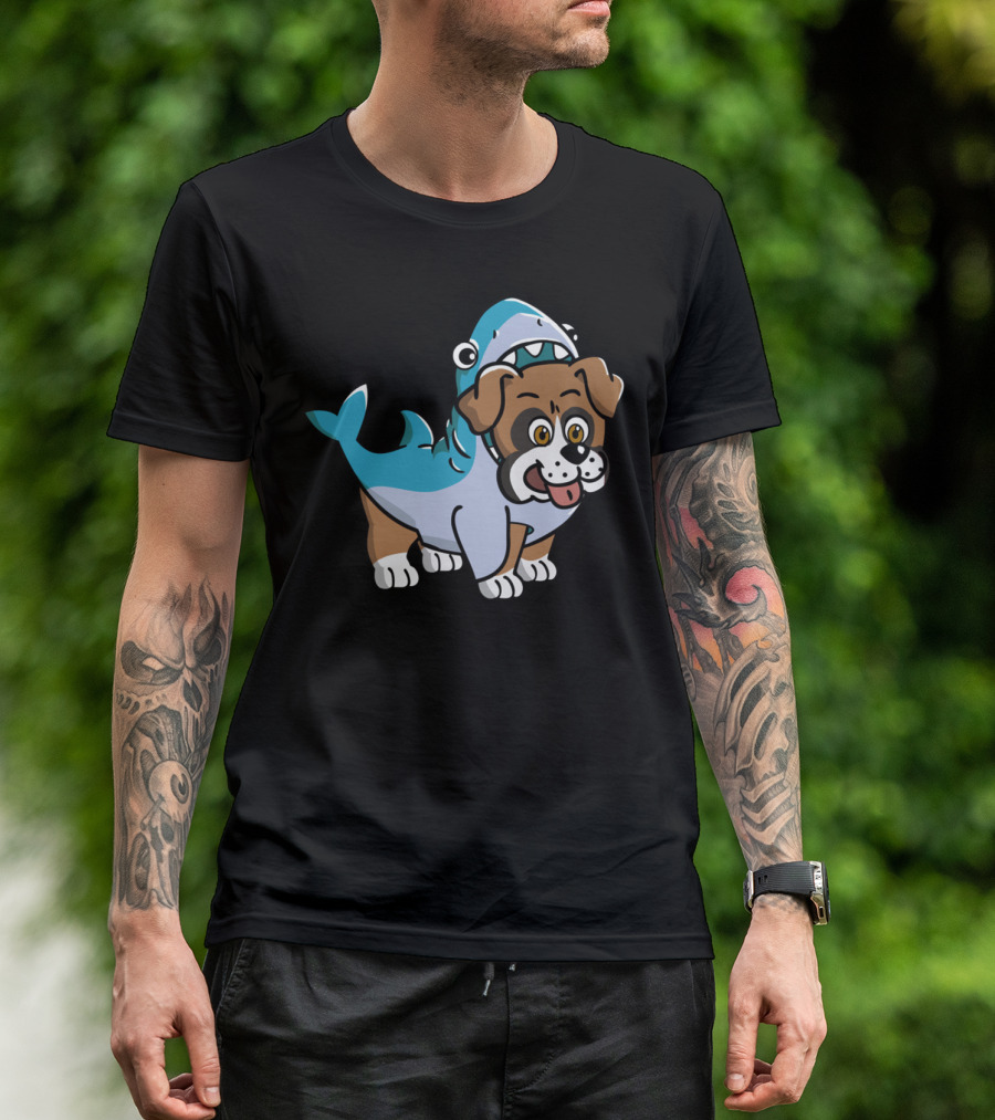 Friendly Boxer Dog In Shark Costume Playfully Walking T-Shirt