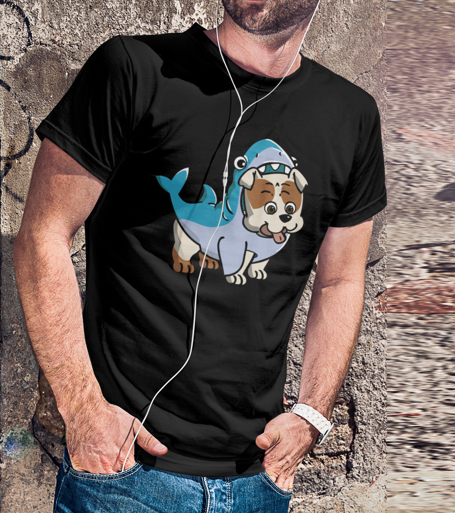 BULLDOG SHARK FUN COSTUME CARTOON T-Shirt