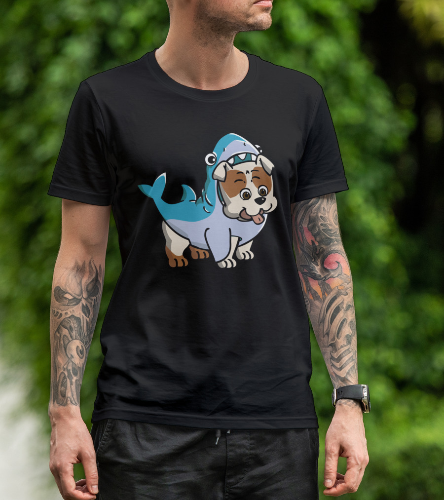 BULLDOG SHARK FUN COSTUME CARTOON T-Shirt
