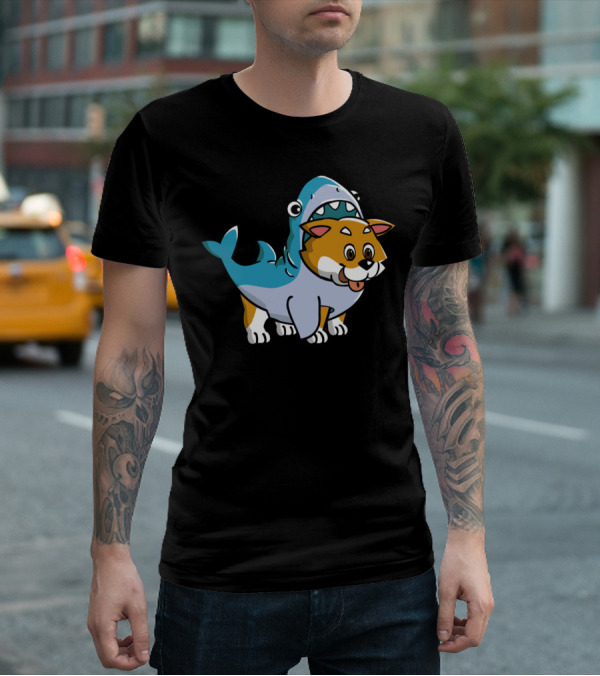 Shiba Inu Shark Costume Fusion Fun T-Shirt
