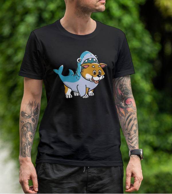 Shiba Inu Shark Costume Fusion Fun T-Shirt