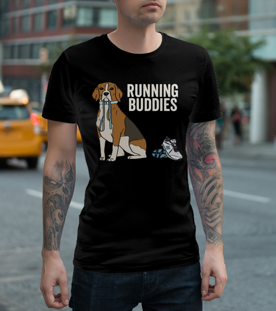 Beagle Running Buddies With Shoe And Leash T-Shirt