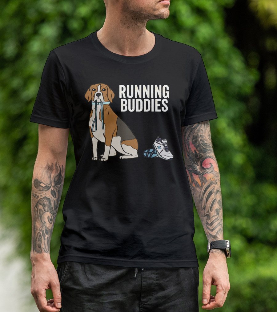 Beagle Running Buddies With Shoe And Leash T-Shirt