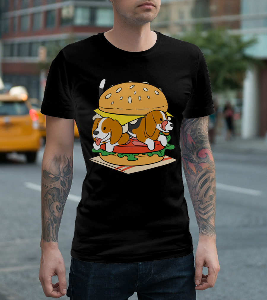 Beagle Burger Cuteness With Cheese, Lettuce, And Tomato T-Shirt