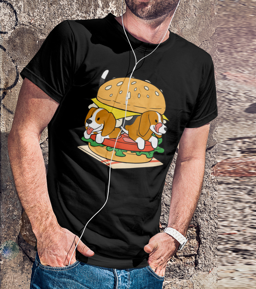 Beagle Burger Cuteness With Cheese, Lettuce, And Tomato T-Shirt