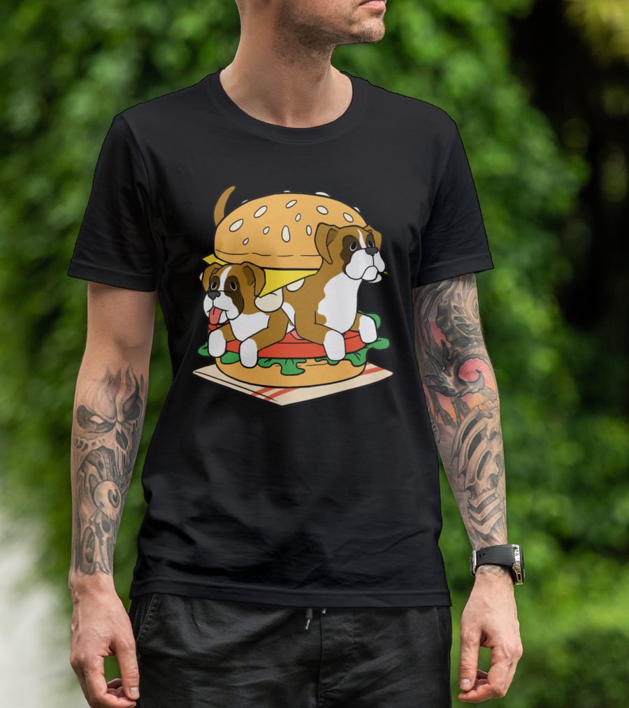 Boxer Dogs Stacked In Cheeseburger Delight T-Shirt