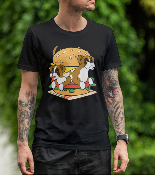 Boxer Dogs Stacked In Cheeseburger Delight T-Shirt