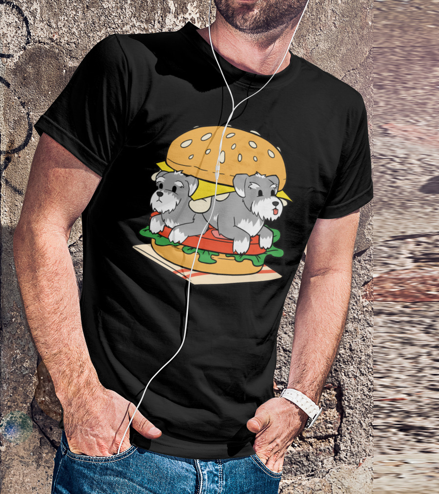 Schnauzer Double Hamburger With Cheese, Lettuce, And Tomato T-Shirt