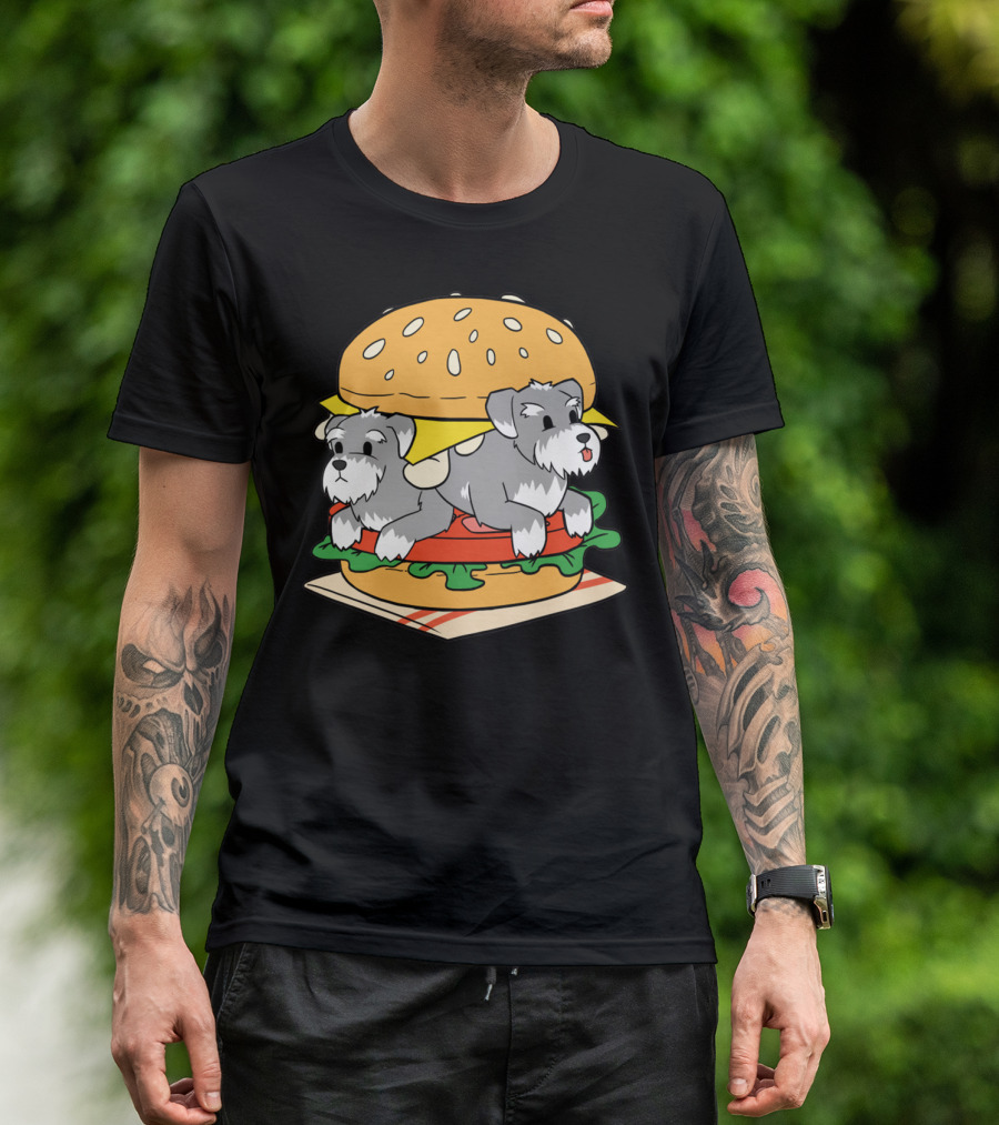 Schnauzer Double Hamburger With Cheese, Lettuce, And Tomato T-Shirt