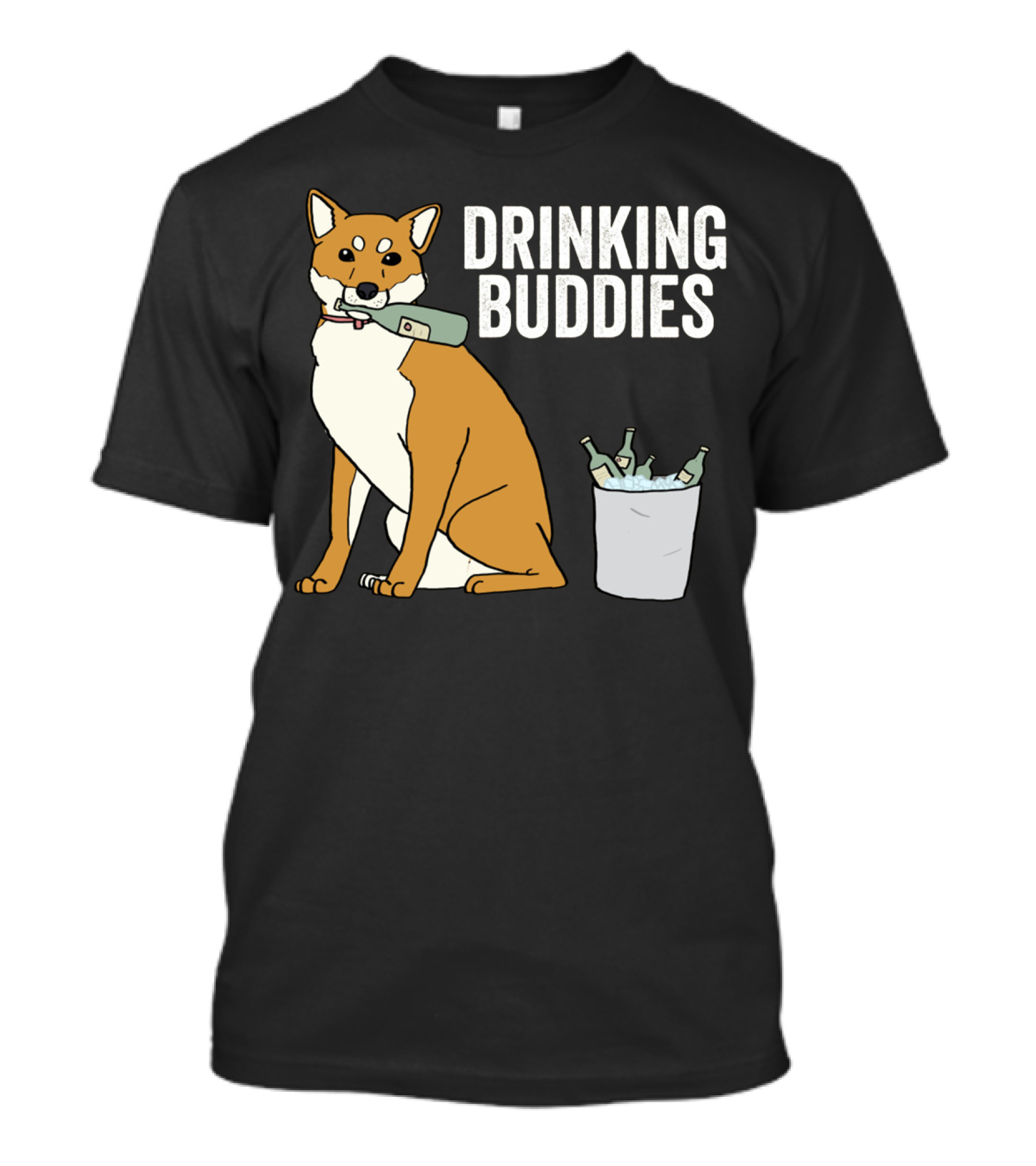 Shiba Inu With Ice Bucket And Bottles Drinking Buddies T-Shirt